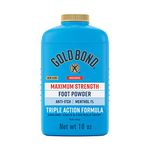 Gold Bond Medicated Talc-Free Foot Powder 10 oz., Maximum Strength Odor Control & Itch Relief