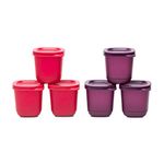 Tupperware Plastic Fridge Box- 110ml , 6 pieces, Pink and Purple