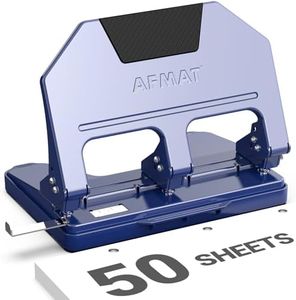 AFMAT 3 Hole Punch Heavy Duty, 9/32" Hole Diameter, 50-Sheet 3 Hole Puncher for Binder, 50% Reduced Effort, Metal Three Hole Punch w/ 10,000+ Uses, Bulit-in S.S. Paper Guide, Large Chip Tray, HPX5