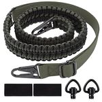 VVAAGG 2 Point QD Sling Adjustable 550 Paracord Sling with Metal Hook and QD Sling Swivels for Hunting (Black&Green)