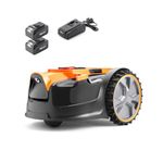 LawnMaster OcuMow® 16 Drop and Mow Robot Lawnmower with two MX 24V 4.0Ah lithium-ion batteries and fast charger. No Boundary Wire, App or Outdoor Power Socket needed. For lawns up to 300m2