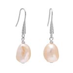 10-13MM Freshwater Cultured Pink Baroque Pearls Dangle Earrings for Women