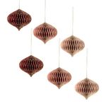 NICROLANDEE Wedding Decorations, 6 PCS Burgundy Mini Glitter Gold Edge Honeycomb Lanterns Ornaments for Christmas Tree Decoration, Xmas New Year Party, Birthday, Burgundy Bachelorette Party Decor