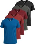 Real Essentials 5 Pack: Men’s V-Neck Dry-Fit Moisture Wicking Active Athletic Tech Performance T-Shirt Set 9, S, Pack of 5