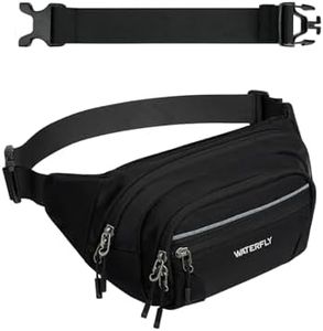 WATERFLY 3.5L RFID Fanny Pack: Large Capacity Anti-Theft Crossbody Waist Bag with Extender Strap, 5-Zipper Pockets Waist Pack for Men Women Daily Travel Hiking Walking-Black