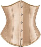 YILEEGOO Women's Corset Underbust Satin Lace Up Waist Cincher Shaper Bustier Top S-6XL (Khaki, 4XL)