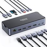 USB C Docking Station USB C Dock Single 8K Triple 4K Display Laptop Docking Station Triple Monitor 15 in 1 to 2 HDMI DisplayPort Charging Ethernet USB 3.1 Type-C Port for Dell/HP/Lenovo/Surface