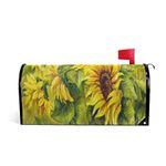 Sunny Sunflowers Oil Painting On Canvas Welcome Magnetic Mailbox Cover Wraps, Standard Size MailWrap for Outside Garden Home Decor