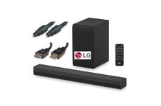 LG US40 Soundbar 300W for TV with Stereo Sound 2.1 channel, Wireless Subwoofer with HDMI & Optical Lead Included as a bundle.