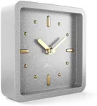 Driini Modern Mid Century Desk & Shelf Clock (Gray and Gold) - Battery Operated with Silent, Analog Movement – Small Tabletop Clocks for Office – Perfect for Mantle, End Table, Desktop or Nightstand