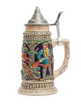 Amoy-Art Beer Stein Mug German Hunting Drinking Stanley Viking Tankard with Petwer Lid for Birthday Gifts Men Father Husband 0.6 Liter