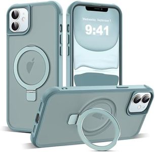 SKYLMW Compatible with iPhone 11 Case with Invisible Magnetic O-Ring Stand Military-Grade Translucent Case for iPhone 11 6.1" [Compatible with MagSafe][Great Grip Feeling], Blue