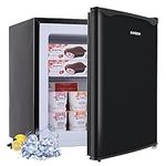 BANGSON Upright Freezer,1.1Cu.ft Mini Freezer with Removable Shelf, Single Door Compact Mini Freezer, Small freezer for Home/Dorms/Apartment/Office (Black)
