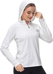 BASSDASH Women’s UPF 50+ Performance Hoodie Long Sleeve UV Fishing Hiking Shirt White
