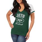 Majestic New York Jets Women's Go for Two IV V-Neck T-Shirt Green