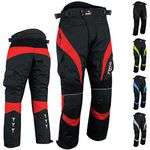 Dimex Motorbike Motorcycle Waterproof Cordura Textile Trousers Pants CE Armours (38, Black/Red)