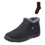 leprix Snow Boots Womens Waterproof, Fur Lined Boots Women, Slip-On Outdoor Warm Ankle Boots for Women Men (Black, Adult, Women, 7.5, Numeric, UK Footwear Size System, Medium)