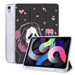 Vozehui Case for iPad 10.9 inch 10th Generation Pink Case with Pencil Holder, Tri-fold Stand Auto Sleep/Wake for iPad 2022 10th Case Ghost Scary Face Case for Women Men Kids Girls Boy Cartoon, Black