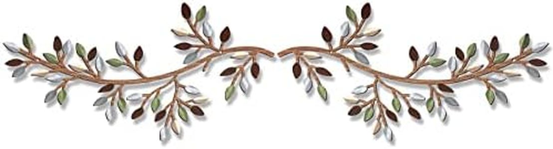 Hotop 2 Pieces Metal Tree Leaf Wall Decor Vine Olive Branch Leaf Wall Art Wrought Iron Scroll Sculptures Above the Bed, Living Room, Outdoor Decoration (Colorful,Classic Style)