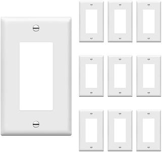 ENERLITES Decorator Light Switch or Receptacle Outlet Wall Plate, Size 1-Gang 4.50 Inches x 2.76 Inches, Unbreakable Polycarbonate Thermoplastic, 8831-W-10PCS, White (10 Pack), UL Listed