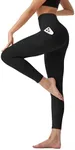 Leggings with Pockets for Women High Waisted Tummy Control Yoga Pants for Workout Running No Front Seam Black