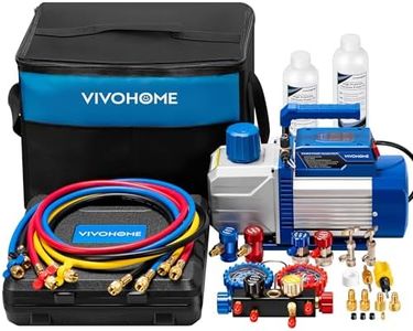 VIVOHOME A2L 3/4 HP 7.2CFM Dual Stage AC Vacuum Pump and 4 Way Gauge Set