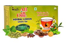 All in One Herbal Lemon Green Tea Sugar -Less 25 Tea Bags, 190 Grams