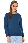 Allen Solly Women's Regular Fit Synthetic Crew Neck Sweatshirts (AHSTCRGF090957_ Blue_Small)