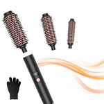 Thermal Brush,OKWRAP 30/38/45MM Thermal Hot Brush Set 3 in 1, Thermal Round Brush with 110-190℃ Digital Display, 3 Interchangeable Curling Brush Heated for Short, Medium & Long Hair, Dual Voltage