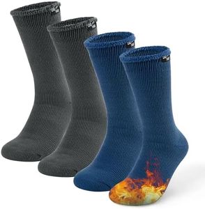 DG Hill Winter Thermal Socks - Warm Socks for Men Women Cold Weather Insulated Sock - Heated Socks Thick Snow Sock, Blue/Gray, 2 Pairs, Large