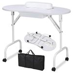 Yaheetech Portable Manicure Table Nail Technician Workstation Art Desk with Drawer,Carry Bag and Wrist Rest…