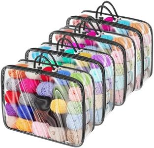 4 Packs Clear Yarn Storage Bags, Dust-Proof & Waterproof Oragnizer, Portable Storage Organiser with Handle for Knitting Needles Crochet Hooks Yarn Balls (Black)