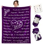 Gifts for Wife Blanket, Wife Gifts for Her Anniversary, My Wife Birthday Gift Ideas, Gift from Husband for Wife Anniversary, Birthday Presents for Wife Romantic,Throw Blanket 65" x 50" (Purple)