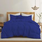 Rohi Easy Care plain Double Duvet Cover set – Soft & Breathable Royal Blue Bedding Set – Button Closure – Anti Allergy Quilt Cover with pillow case (Double, Royal Blue)