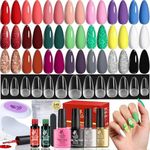 LAVENDER VIOLETS Gel Nail Polish Kit with U V Light - Nail tech Supplier Gel Colors, LED Nail Lamp, Nail Extension Starter: 240 Medium Almond Tips, Press on Nail Glue, Base/Glossy/Matte Top Coat VC17