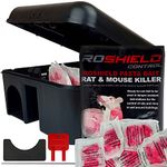 Roshield External Rat & Mouse Rodent Bait Box Control Kit - 1 Tamper-Resistant Lockable Box & 15 Pasta Bait Poison Sachets (1 Pack of 150g)