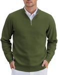 COOFANDY Mens Quarter Zip Pullover Slim Fit Lightweight Sweater Casual Knit Pullover Sweaters Army Green Large