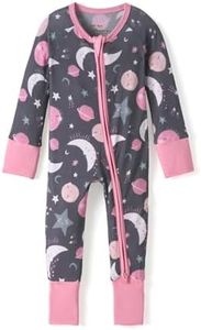 Little Sleepies Pajamas for Baby Boys & Girls, Viscose from Bamboo Baby Pajamas, Snug Sleeper, Toddler PJs, 2-Way Zipper, Pink To the Moon & Back, 3-6M