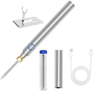 Skogfe Cordless Soldering Iron Kit 1100mAh USB Wireless Electric Soldering Gun Pen, Portable and Rechargeable for Home Appliance Repair, Electronic Components (SILVER)