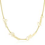 Custom 1-4 Name Necklace Personalized 18k Gold Plated Sterling Silver Customized Multi Nameplate Pendant Stacking Choker Dainty Jewelry Birthday Gift for Women Girls Mom (4 name)