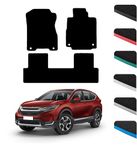 GCM - Car Floor Mats for Honda CR-V 2012-2018 Full Coverage Floor Protection - Anti Slip & Fit Car Mat with Clips Easy to Clean Car Carpet for All-Weather- Black Edging, Carpet