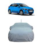 Oshotto/Recaro Dark Grey 100% Anti Reflective, dustproof and Water Proof Car Body Cover with Mirror Pockets Compatible with Hyundai i20 Elite/Active 2014-2023 (with Antenna Pocket)