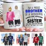 Personalized Brother Gifts from Sister, Brother Mug, Funny Father's day Gift for Brother, Custom Christmas Birthday Graduation Gag Gifts Idea for Sibling Bro from Sister,11 or 15 Oz