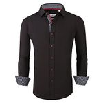 ALEX VANDO Mens Button Down Shirt Regular Fit Long Sleeve Casual Dress Shirts for Men,Black,XL