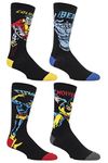 SockShop Mens 4 Pair Marvel X-Men Wolverine, Beast, Cyclops and Colossus Cotton Socks 7-12 Multi