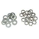 Dopro 20-Pack Nickel USA Thread 3/8" Guitar Pots Nuts Potentiometer Hex Nut and Washers for CTS Pots or Switchcraft Jacks