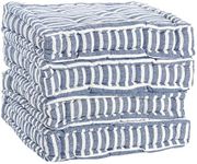 Nicola Spring Garden Chair Seat Cushions - Pack of 4-40cm x 40cm - Blue Stripe - Indoor Outdoor Dining Chair Filled Pads with Removable Straps Patio Furniture