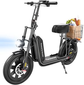 iScooter F7 Electric Scooter Adults, 28 MPH Top Speed & 45 Miles Range, 16'' Fat Tire Scooter for Adults, Detachable Seat & Adjustable Handlebar, 1000W Powerful Motor Electric Scooter with Seat