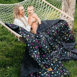 Big Blanket Co XL Outdoorsy Wiggles & Squiggles | 8' x 8' Extra Large Outdoor Blanket | Waterproof Giant Picnic & Camping Blanket | Portable, Packable, Machine Washable