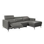 Valencia Andria 100" Full Leather Reclining Sectional Sofa with Right Hand Chaise | Premium Top Grain Nappa 11000 Leather, Stainless Steel Legs, Electric Power Recliner, Hardwood Frame, Cloudy Grey